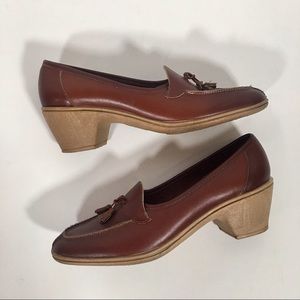 Vintage Brown Loafer Heels